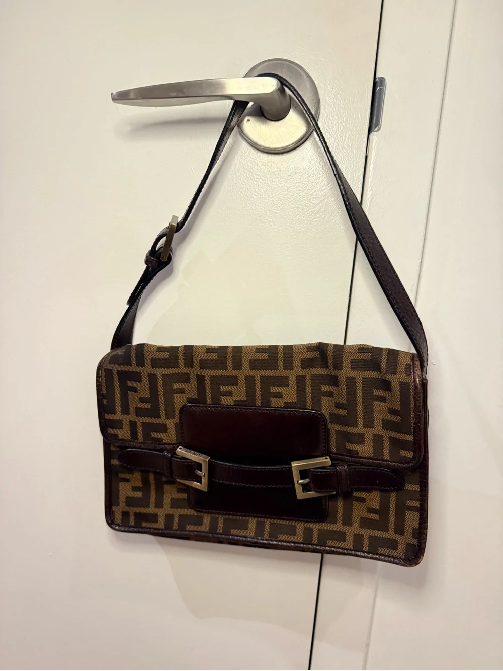 Brown Monogram Messenger Bag with Dark Leather Trim